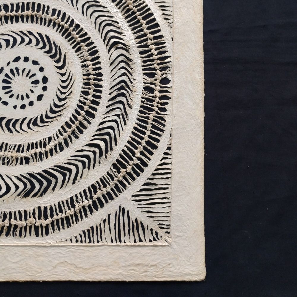 Arte mural mexicano hecho a mano en papel amate – Arte mexicano moderno (sin marco) Tamaño Grande de 60cm x 60cm-Decorado con nudos.