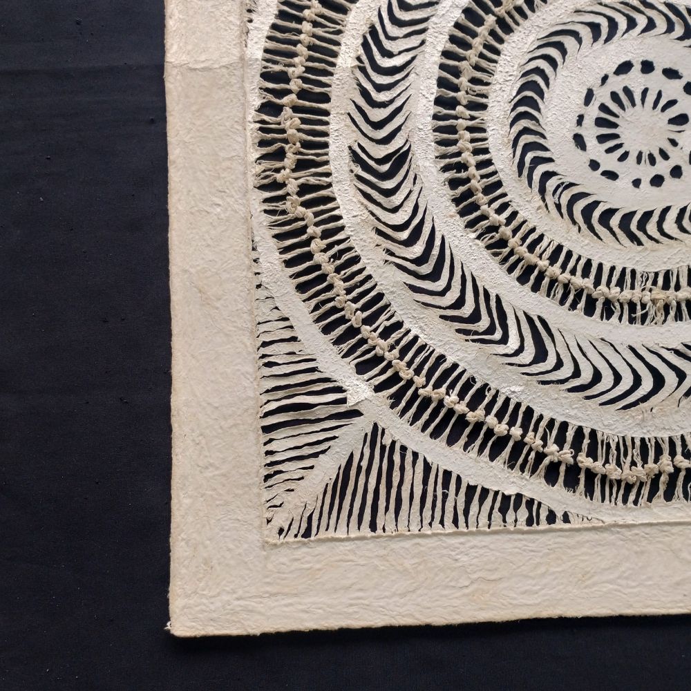 Arte mural mexicano hecho a mano en papel amate – Arte mexicano moderno (sin marco) Tamaño Grande de 60cm x 60cm-Decorado con nudos.