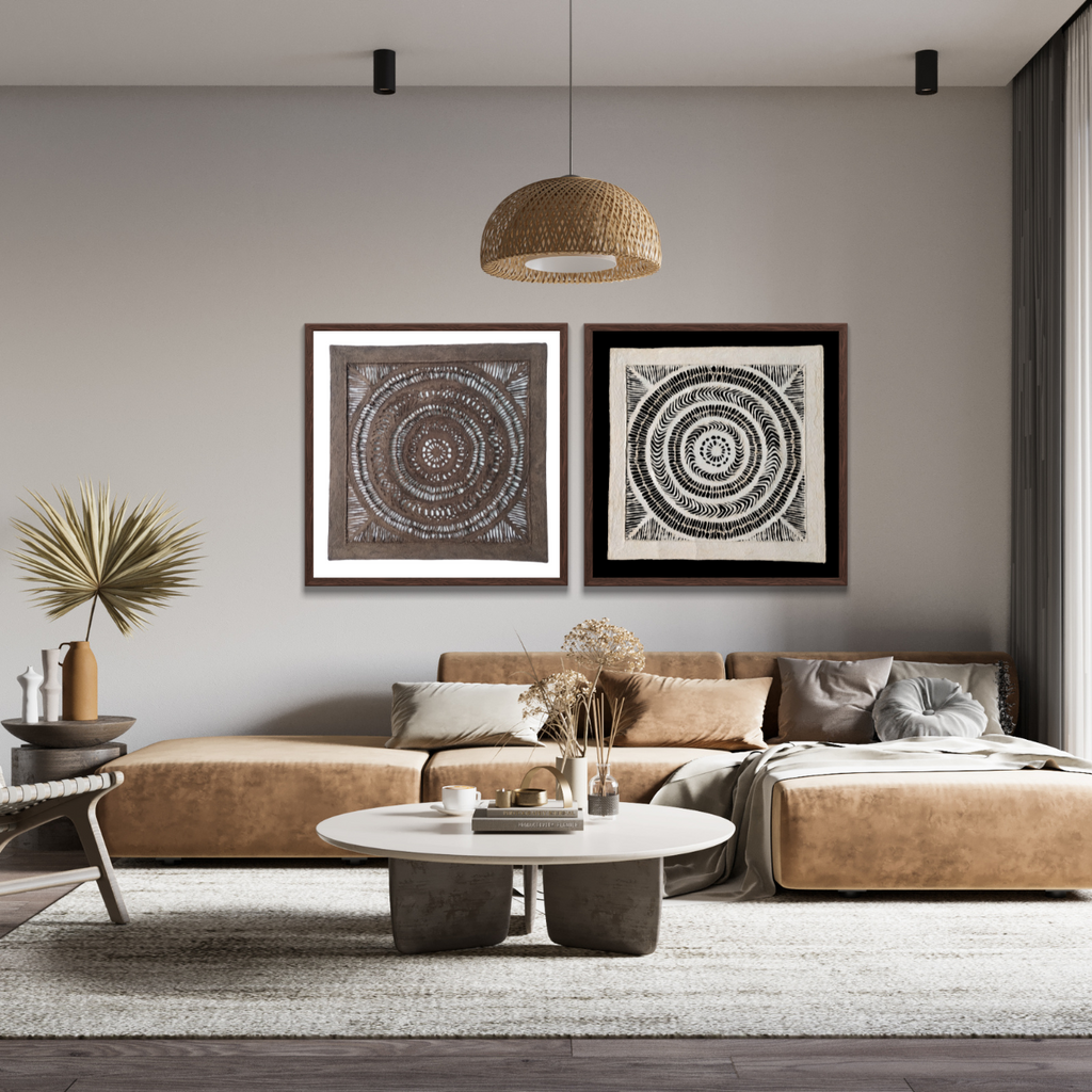 Arte Mural Mexicano Hecho a Mano en Papel Amate – Arte Mexicano Moderno (sin marco) - 23.62 in x 23.62 in - Con Nudos - Marrón Oscuro.