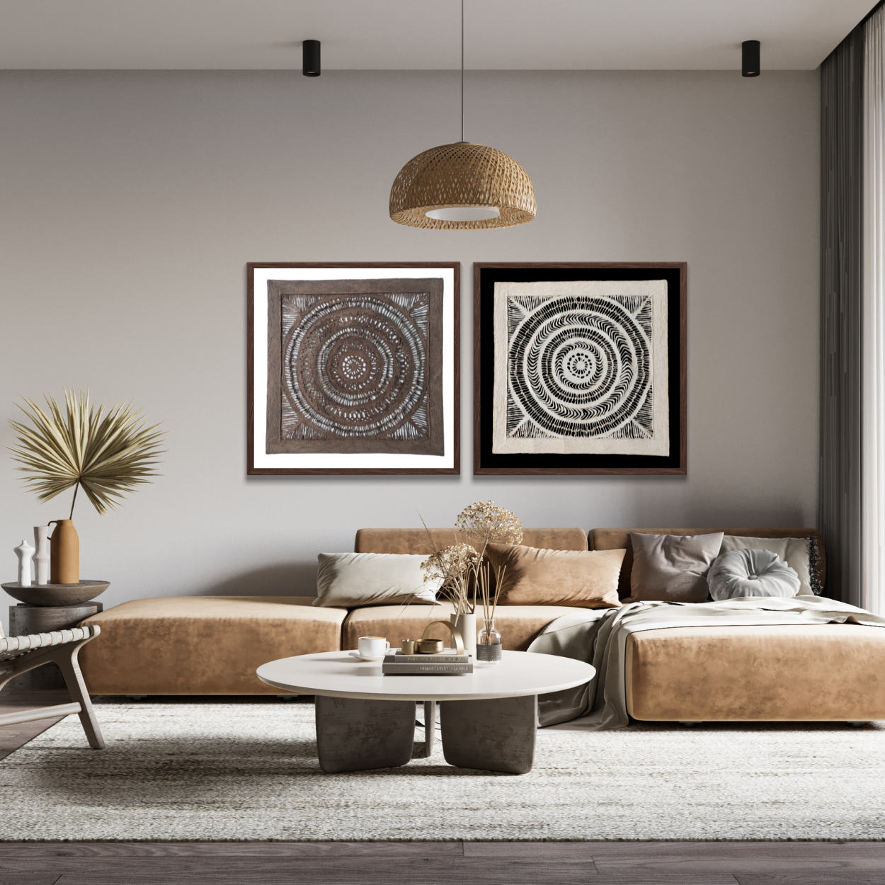 Arte Mural Mexicano Hecho a Mano en Papel Amate – Arte Mexicano Moderno (sin marco) - 23.62 in x 23.62 in - Con Nudos - Marrón Oscuro.