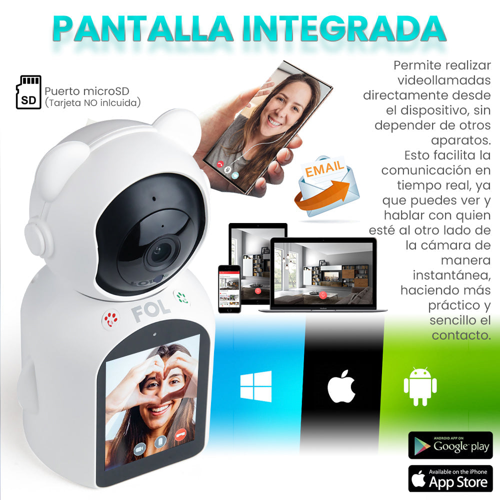 CAMARA DE MONITOREO CON PANTALLA Y AUDIO BIDIRECCIONAL