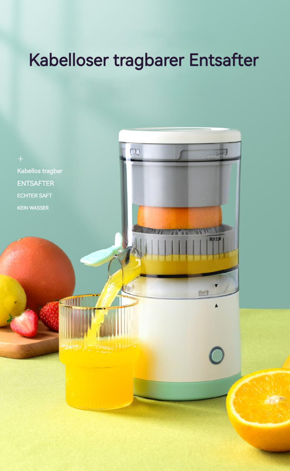 Exprimidor eléctrico inalámbrico portátil